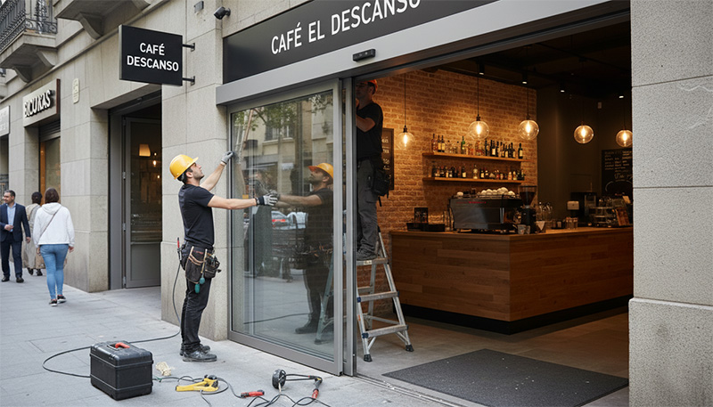 puertas automáticas para restaurantes, puerta de entrada restaurante, puerta de entrada a un restaurante