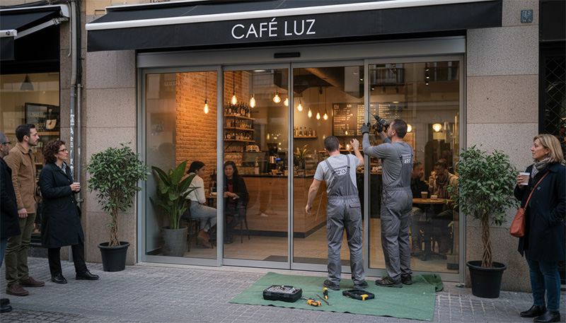 puertas correderas para comercios, puertas de tiendas comerciales, puertas para negocio, puertas automáticas para tiendas